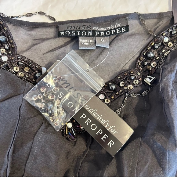 Y2K Silk Midi Beaded Sheath Slip Dress Fairy Grunge SZ 6 NWT Muse Boston Proper - Picture 11 of 11